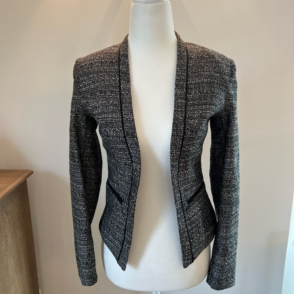 Black and White Tweed Marled Blazer
